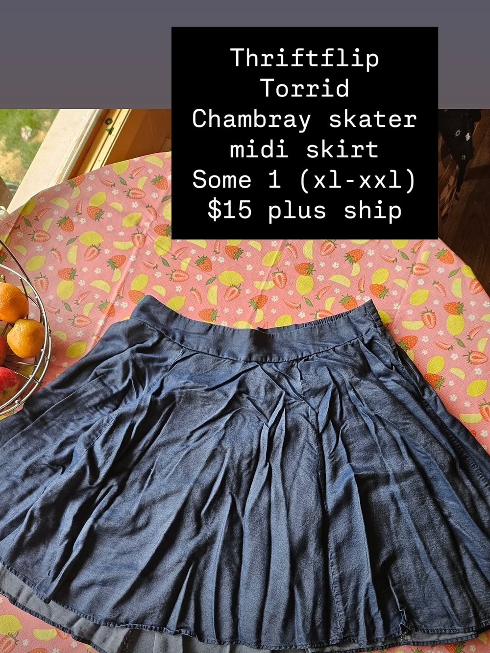 torrid Navy Chambray Skater Midi Skirt